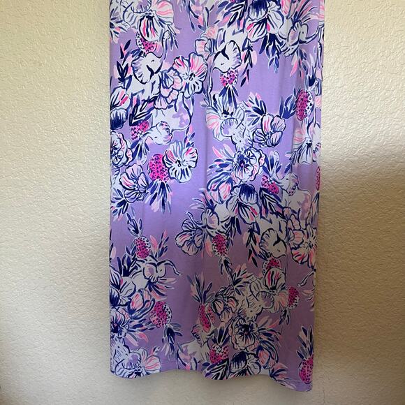 Lilly Pulitzer Maxi Dress Zayda Lilac Trunks In The Air Floral Print Knit NWT L - Picture 13 of 14